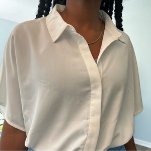 White short-sleeve button down